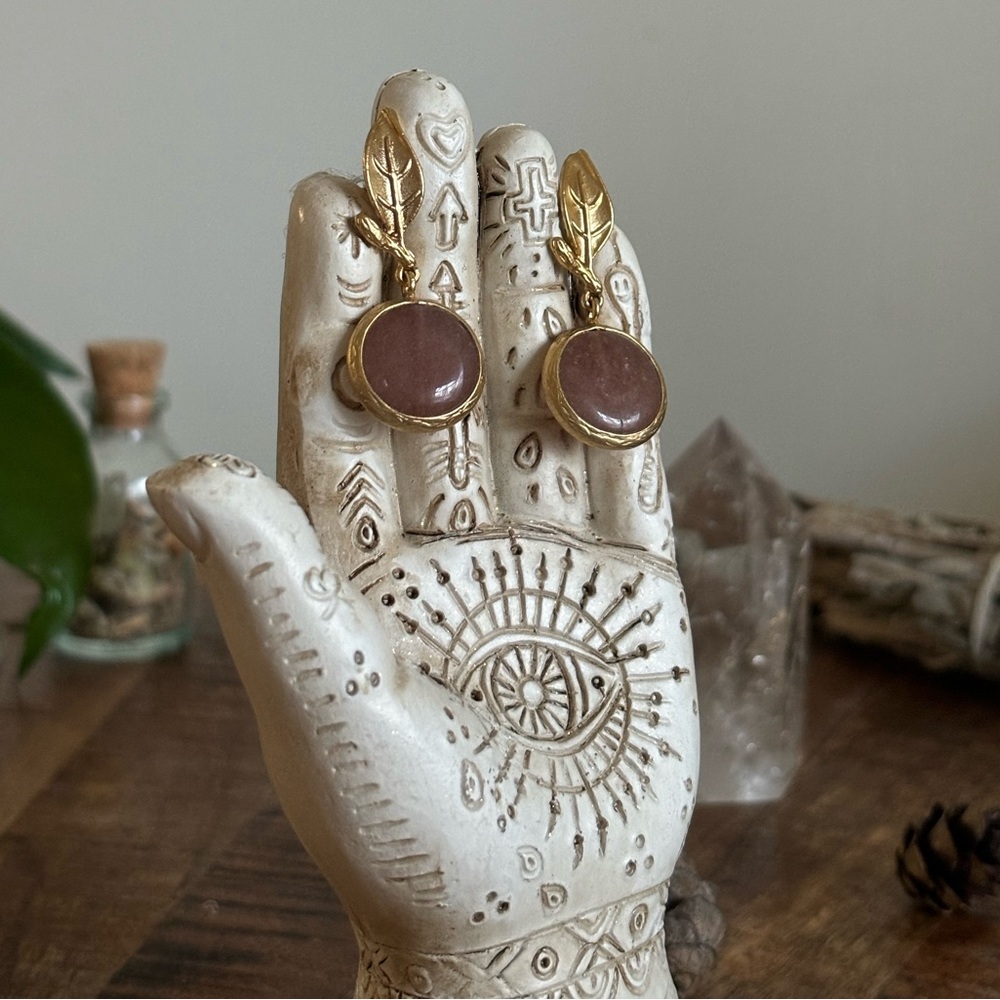 Gold and Pink Bohemian Earrings with Circular Design and Elongated Structure